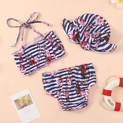 Summer Girl's Rainbow Print Swimsuit Set of Three